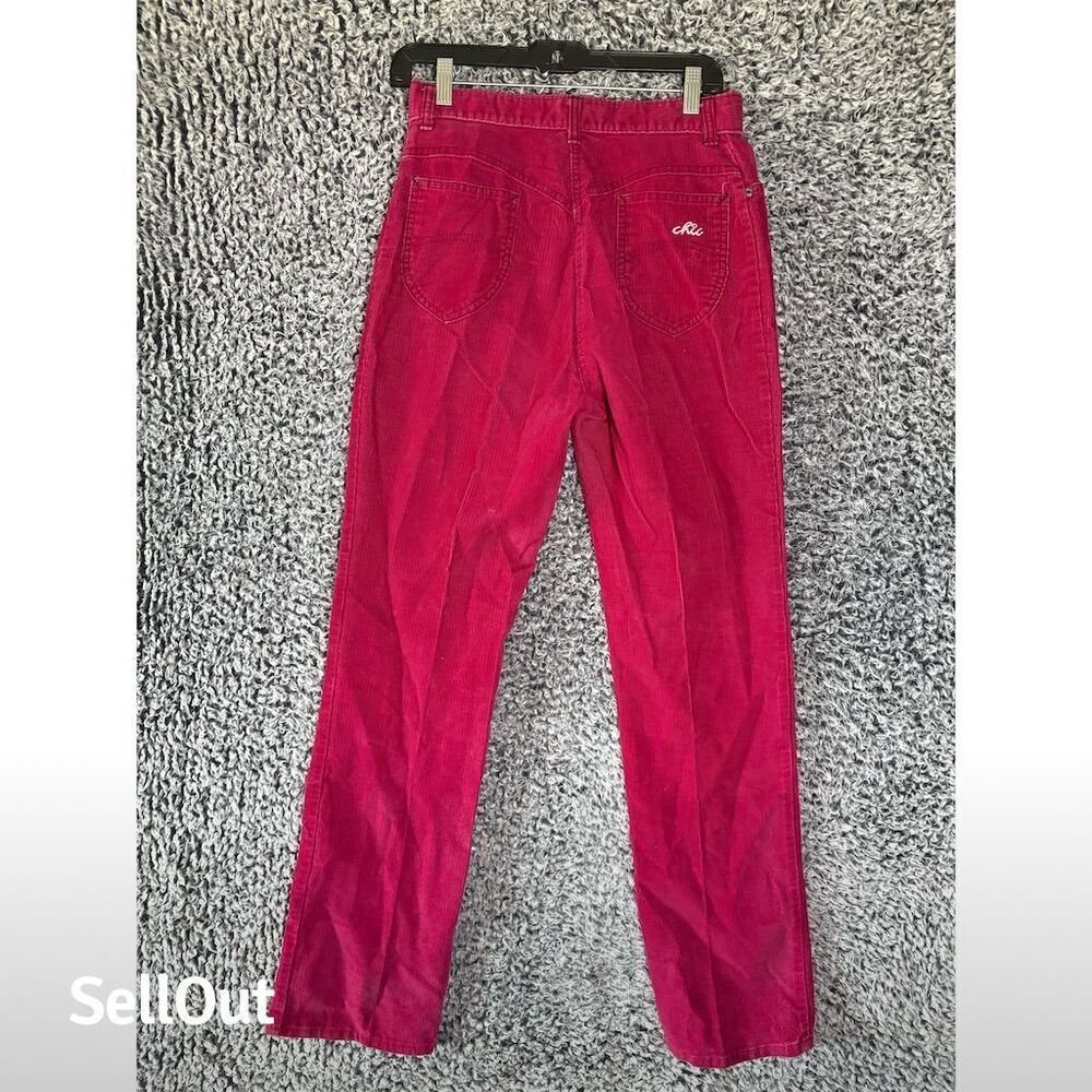 Chic Women's High Waist Corduroy Dress Pants Red Size 13 Vintage Style